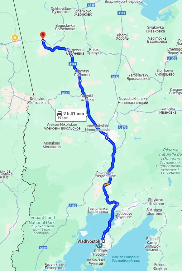 Capture d'écran de l'itinéraire Lille-Japon en train