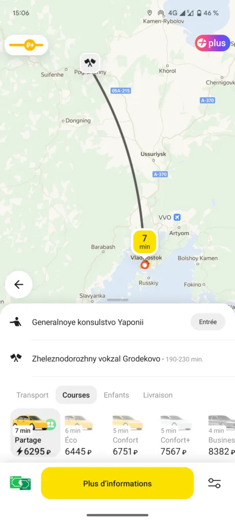 Capture d'écran mobile de la réservation de train